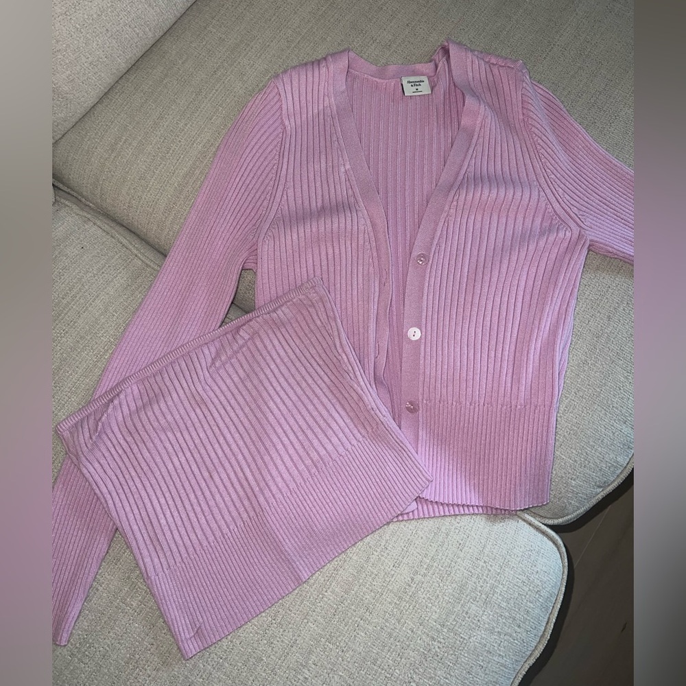 Abercrombie Ribbed Cardigan and bandeau top set
